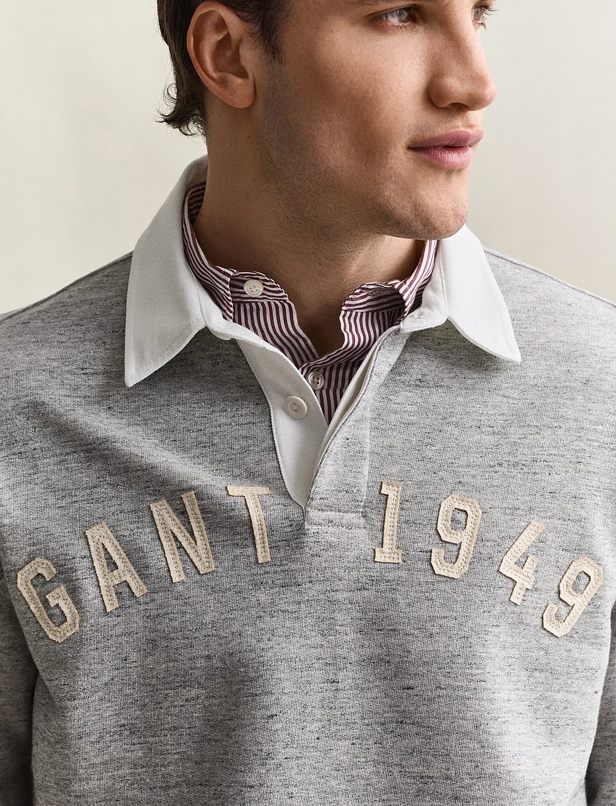 Gant - HEATHER RUGGER - polos à manches longues - grey melange - 4