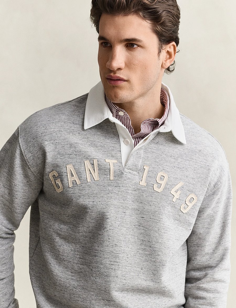 Gant - HEATHER RUGGER - polos à manches longues - grey melange - 5