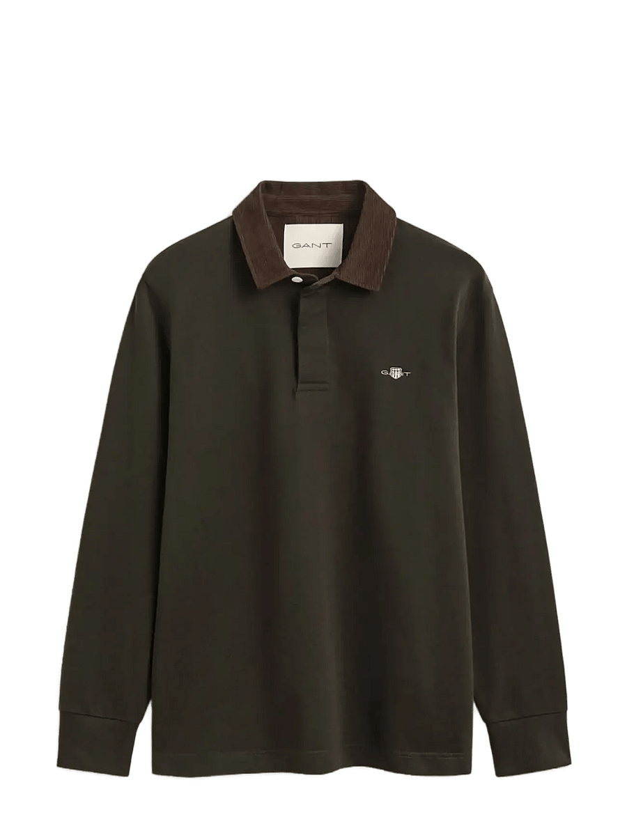 Gant - CORD COLLAR RUGGER - long-sleeved polos - dark moss green - 1
