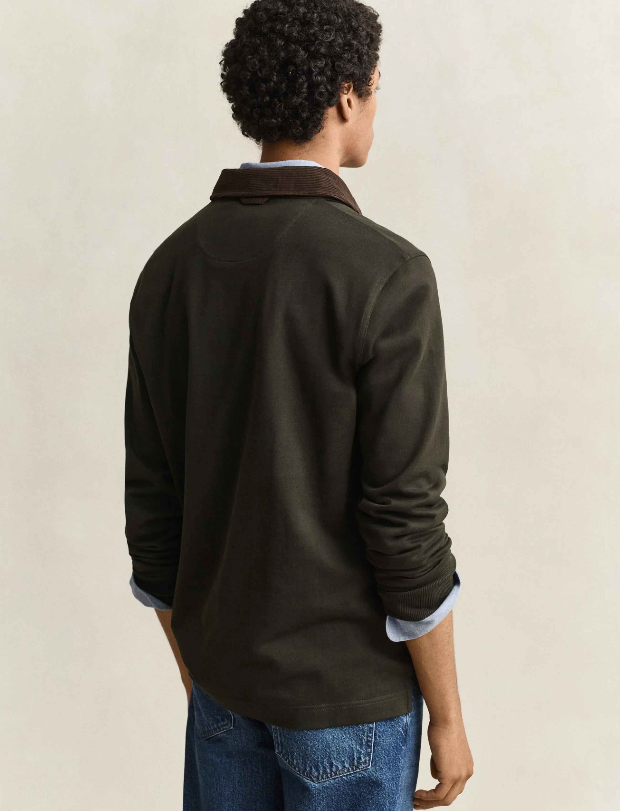 Gant - CORD COLLAR RUGGER - dark moss green - 2