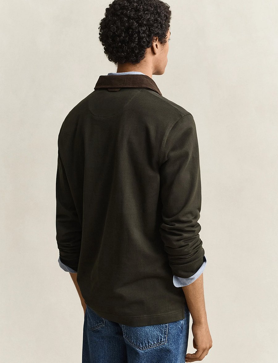 Gant - CORD COLLAR RUGGER - long-sleeved polos - dark moss green - 2
