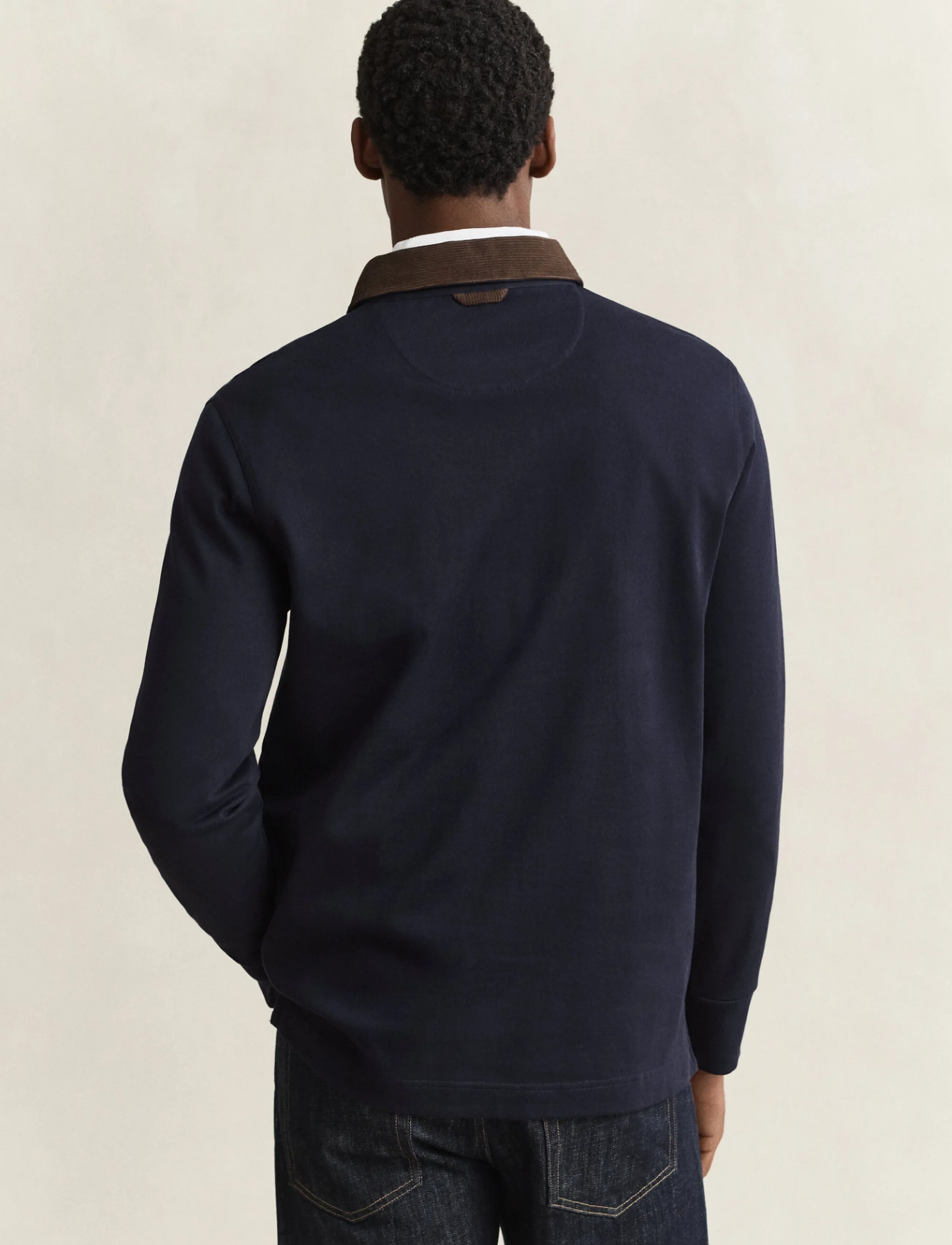 Gant - CORD COLLAR RUGGER - langærmede poloer - evening blue - 2
