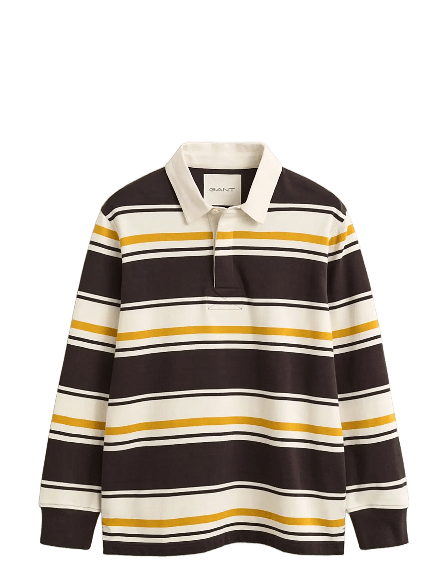 Gant - STRIPED HEAVY RUGGER - långärmade pikéer - charred wood brown - 0