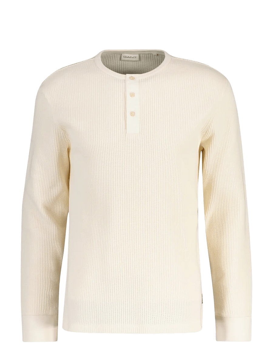 Gant - WAFFLE LS HENLEY - pikkade varrukatega t-särgid - cream - 0