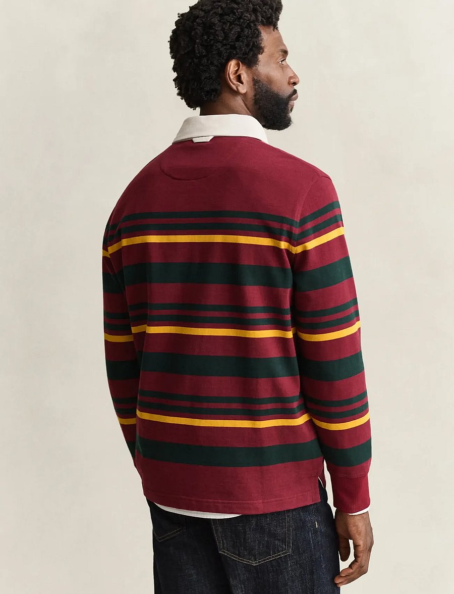 Gant - STRIPED RUGGER - långärmade pikéer - plumped red - 2