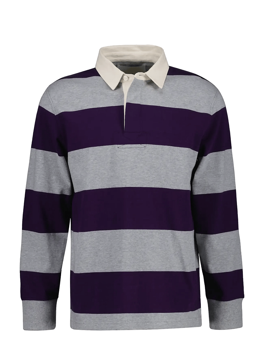Gant - STRIPED HEAVY RUGGER - long-sleeved polos - grey melange - 1