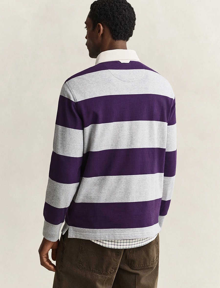 Gant - STRIPED HEAVY RUGGER - long-sleeved polos - grey melange - 2