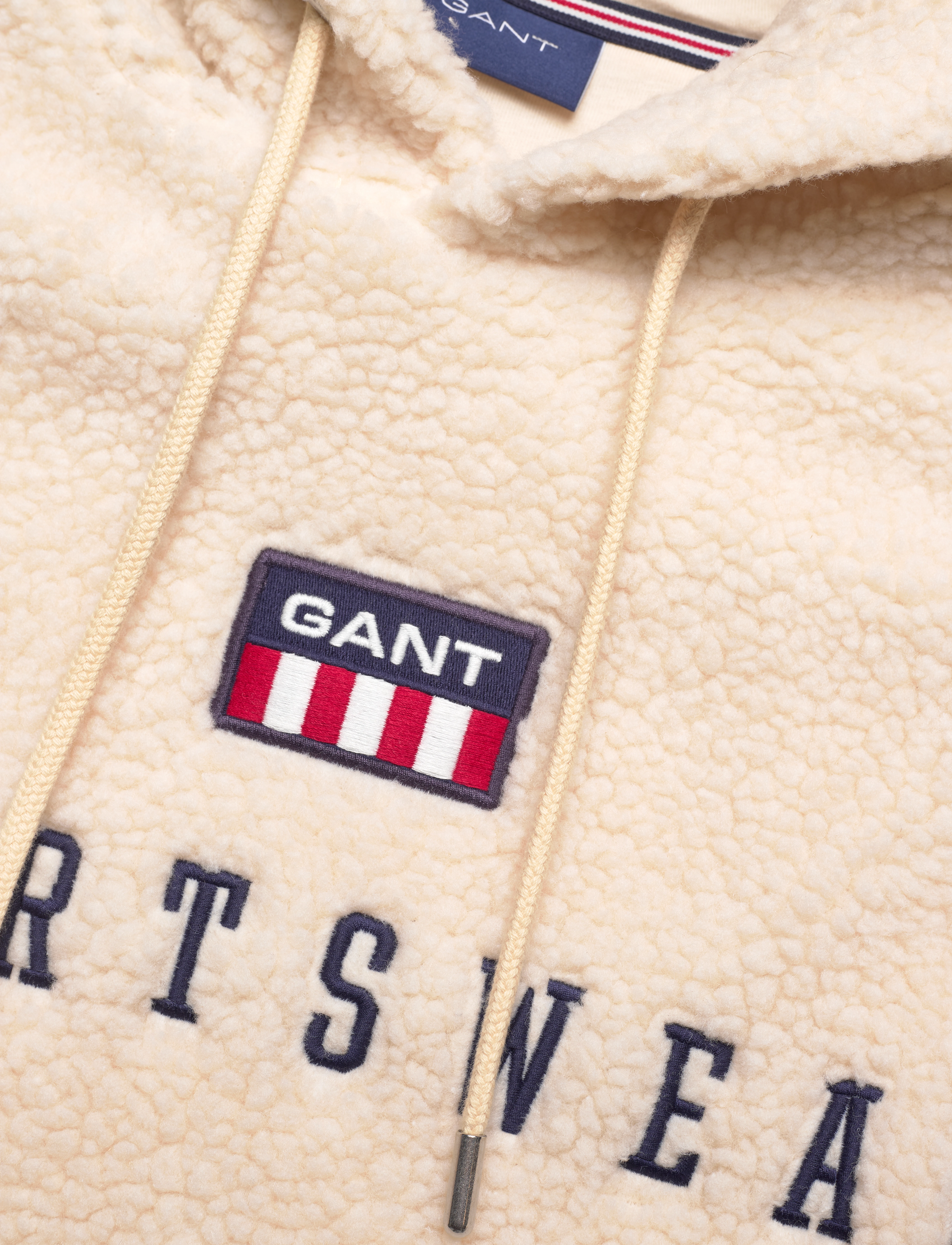 GANT - D2. RETRO FLAG FLEECE HOODIE - cream - 2