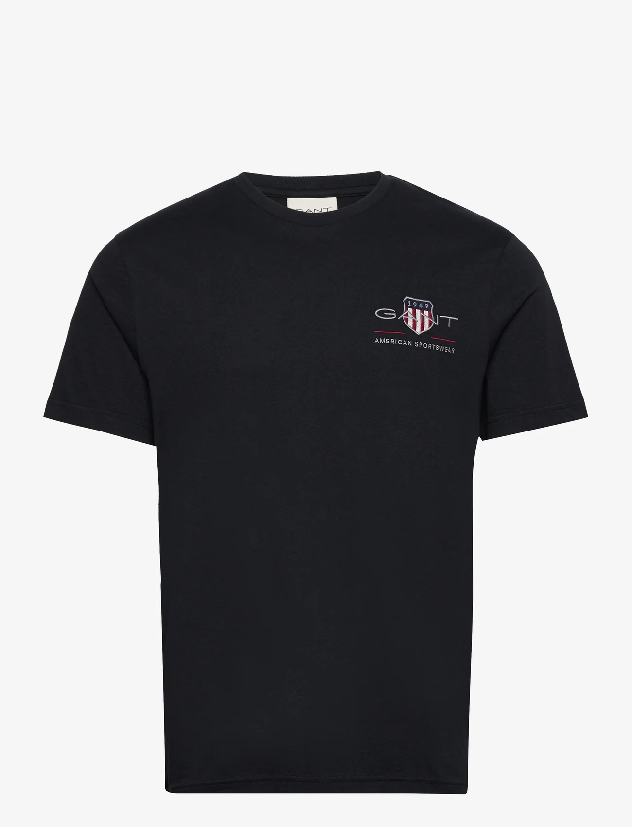GANT - REG ARCHIVE SHIELD EMB SS T-SHIRT - short-sleeved t-shirts - black - 0
