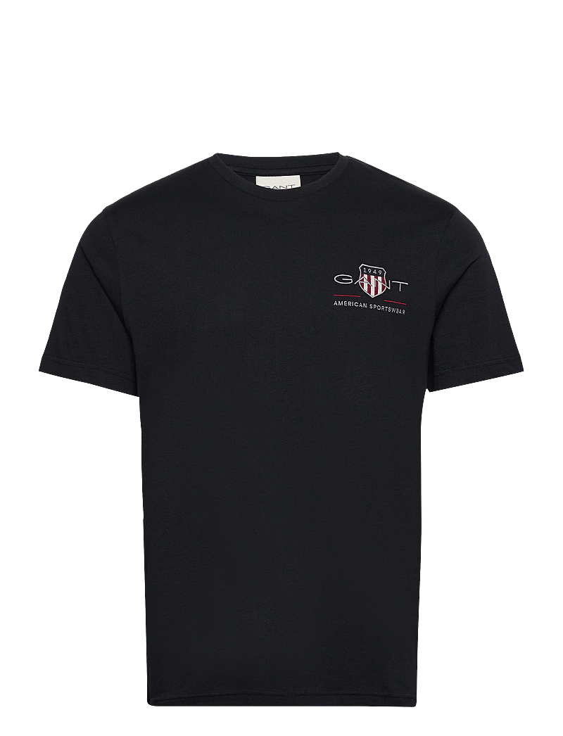 GANT - REG ARCHIVE SHIELD EMB SS T-SHIRT - kortärmade t-shirts - black - 1