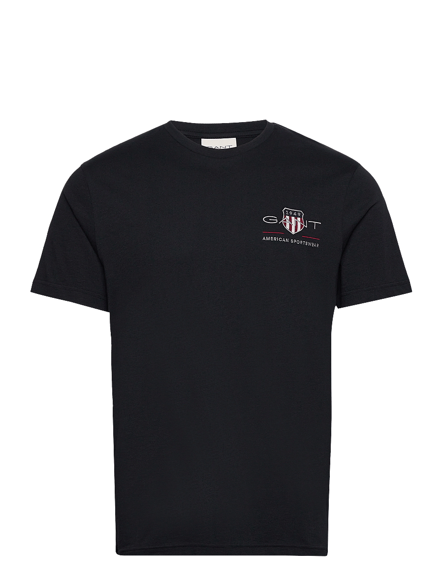 Gant - REG ARCHIVE SHIELD EMB SS T-SHIRT - t-krekli ar īsām piedurknēm - black - 1