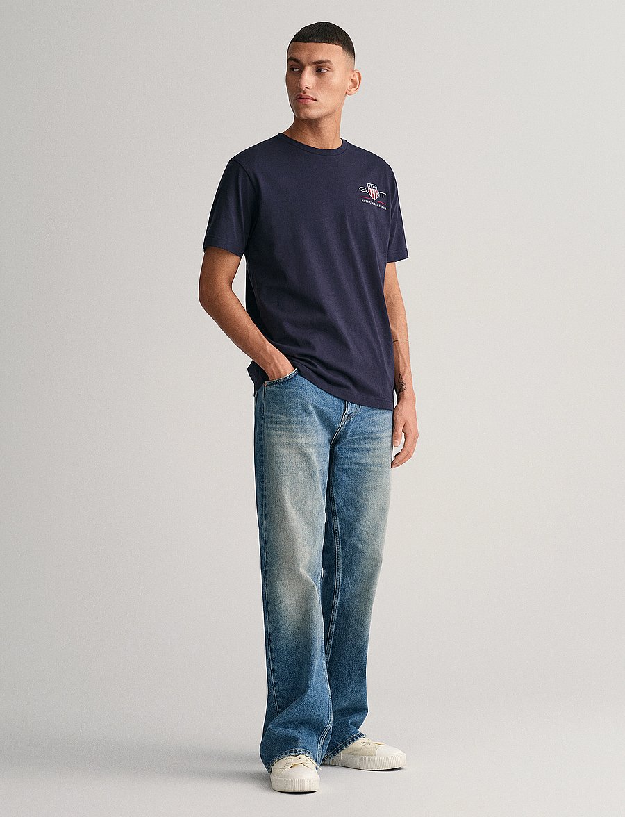 Gant - REG ARCHIVE SHIELD EMB SS T-SHIRT - t-shirts à manches courtes - evening blue - 5