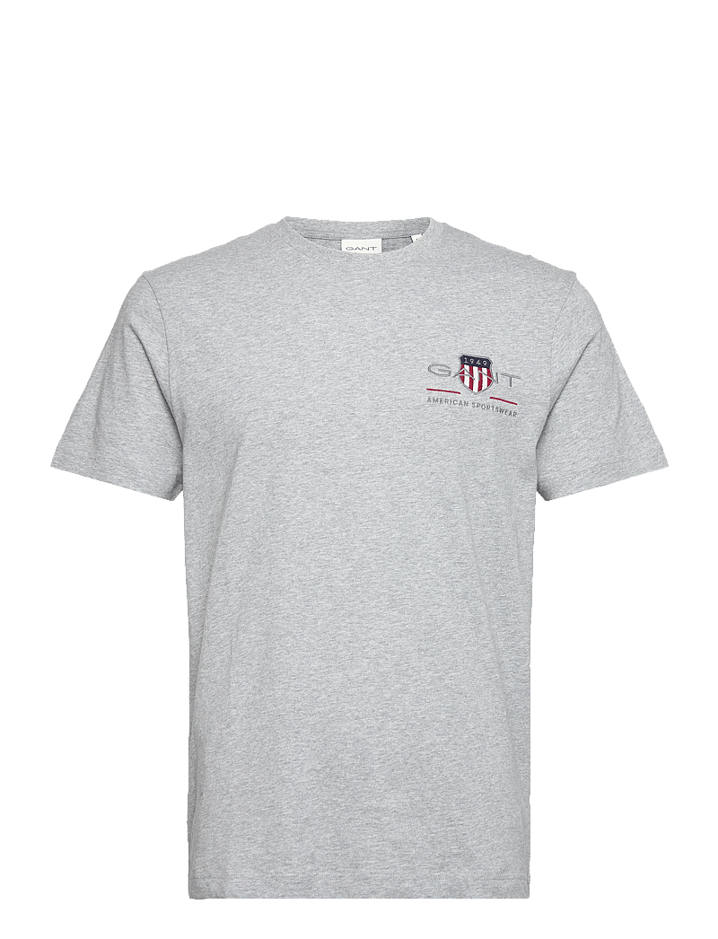 GANT - REG ARCHIVE SHIELD EMB SS T-SHIRT - kortärmade t-shirts - grey melange - 1