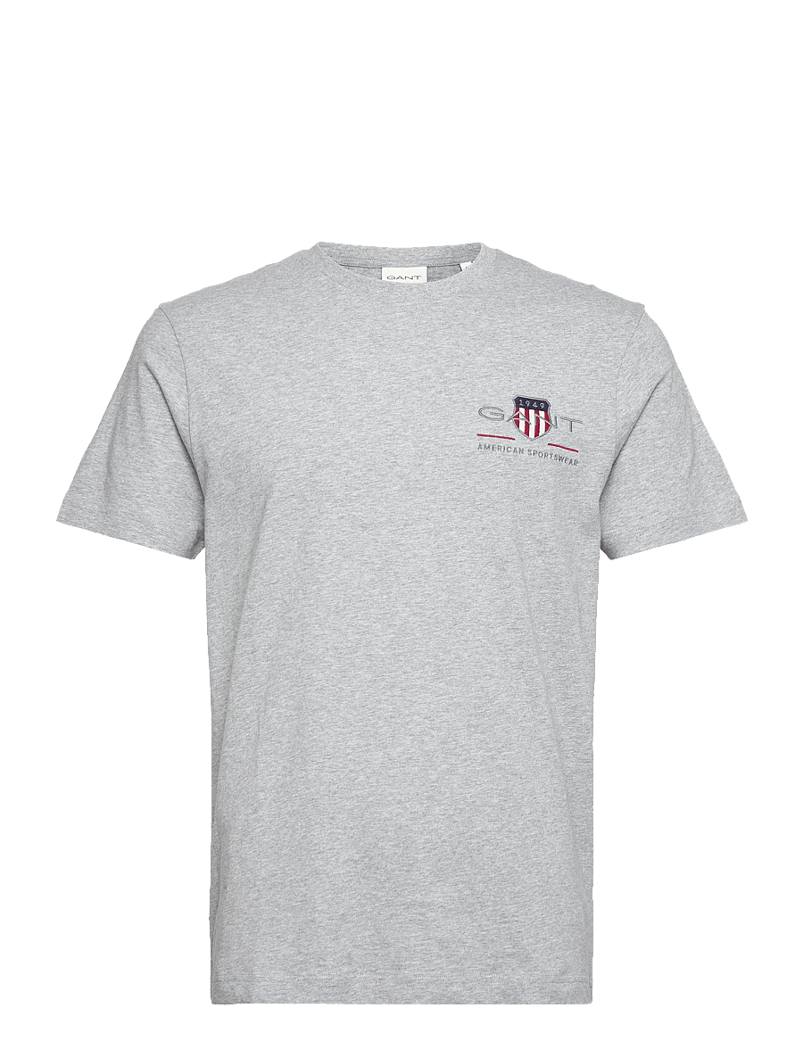 Gant - REG ARCHIVE SHIELD EMB SS T-SHIRT - kurzärmelig - grey melange - 1