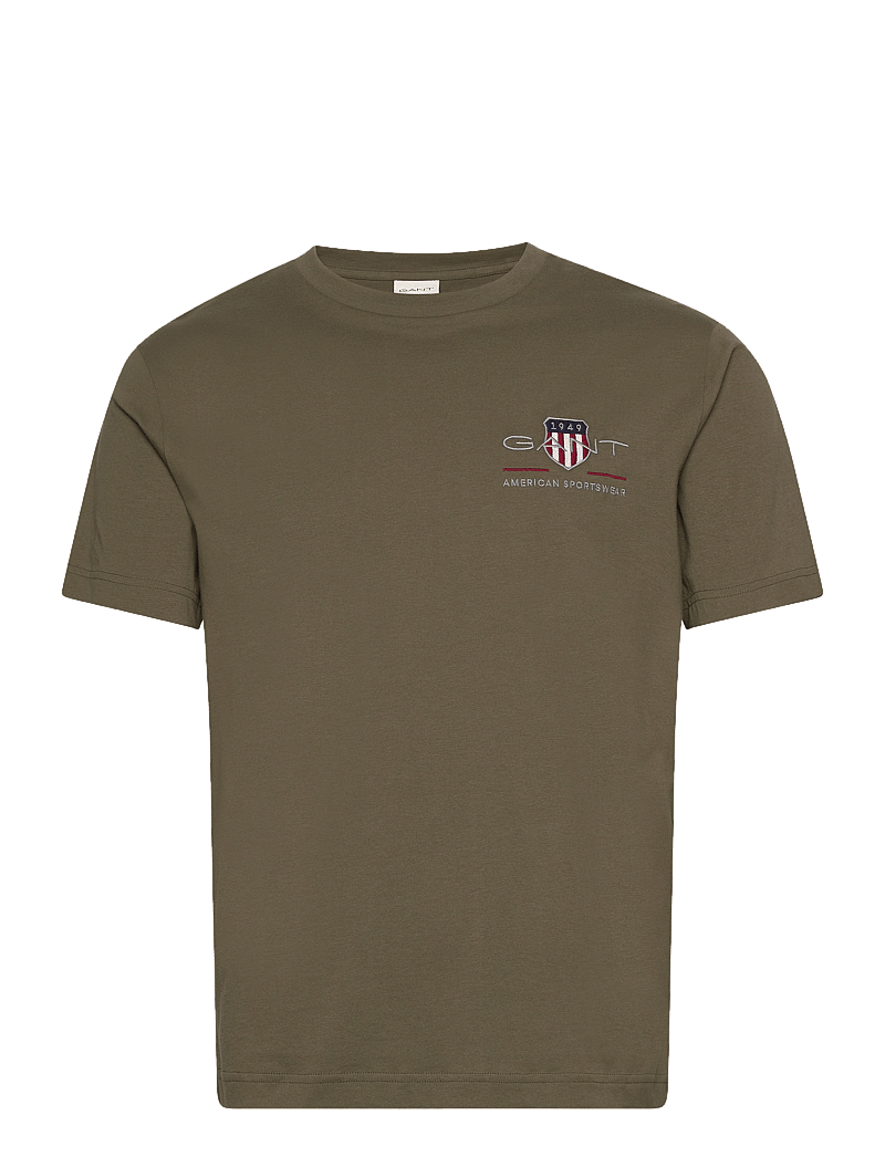 Gant - REG ARCHIVE SHIELD EMB SS T-SHIRT - t-krekli ar īsām piedurknēm - juniper green - 1