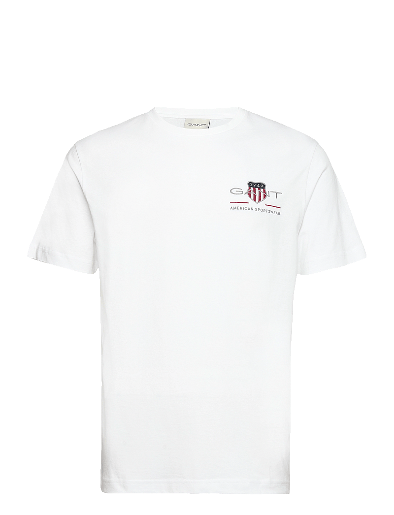 GANT - REG ARCHIVE SHIELD EMB SS T-SHIRT - kortärmade t-shirts - white - 1