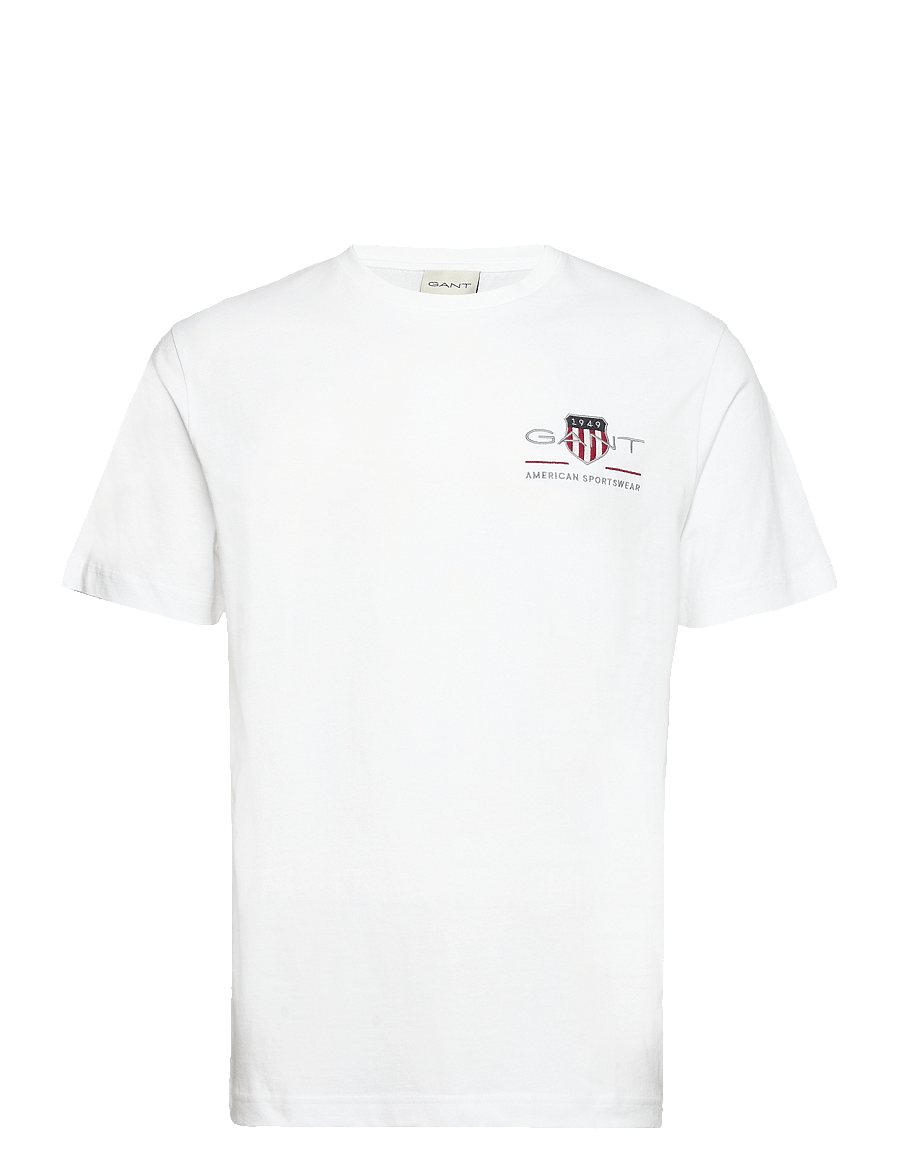Gant - REG ARCHIVE SHIELD EMB SS T-SHIRT - lühikeste varrukatega t-särgid - white - 1