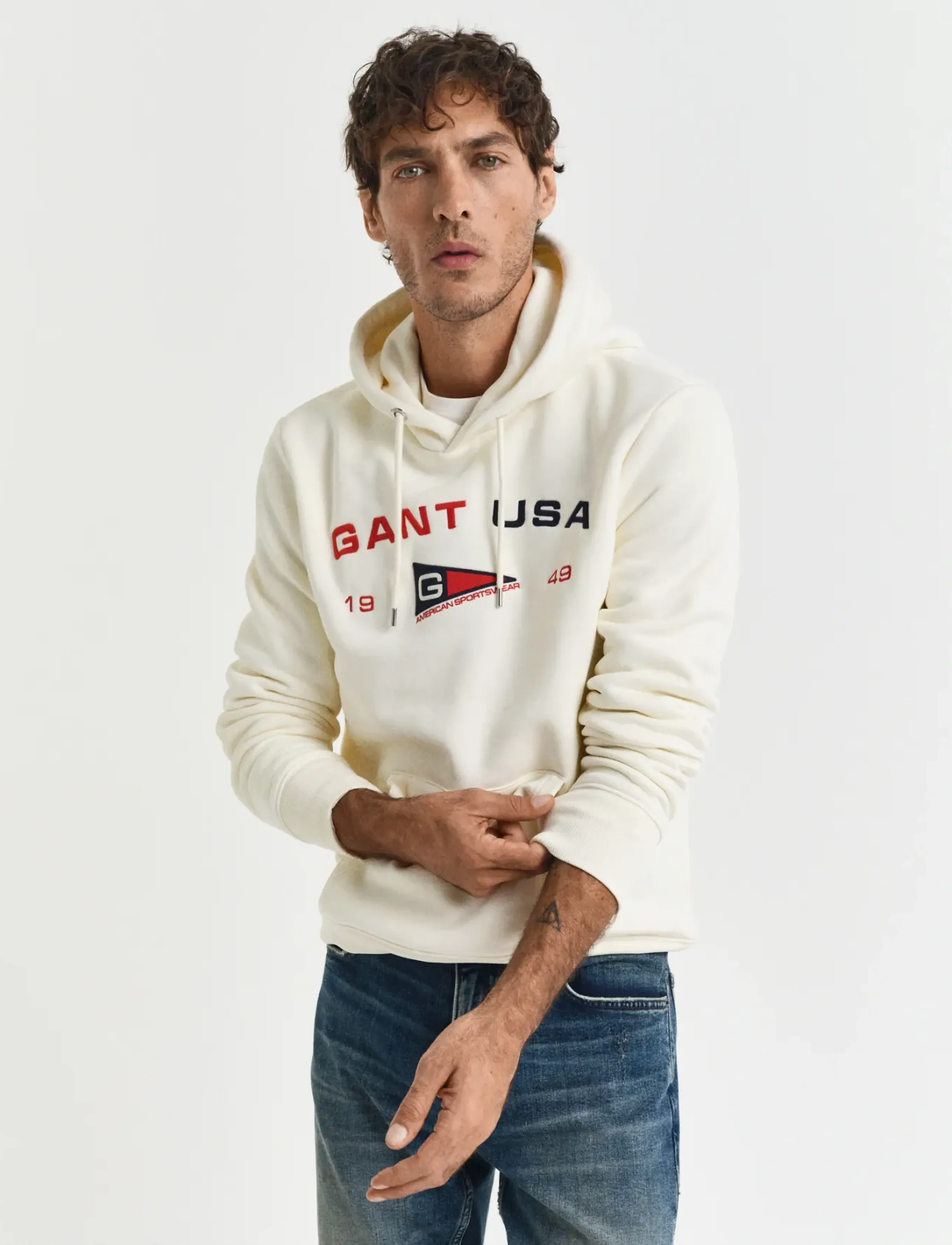 GANT GRAPHIC SWEAT HOODIE - Tøj - CREAM / cream