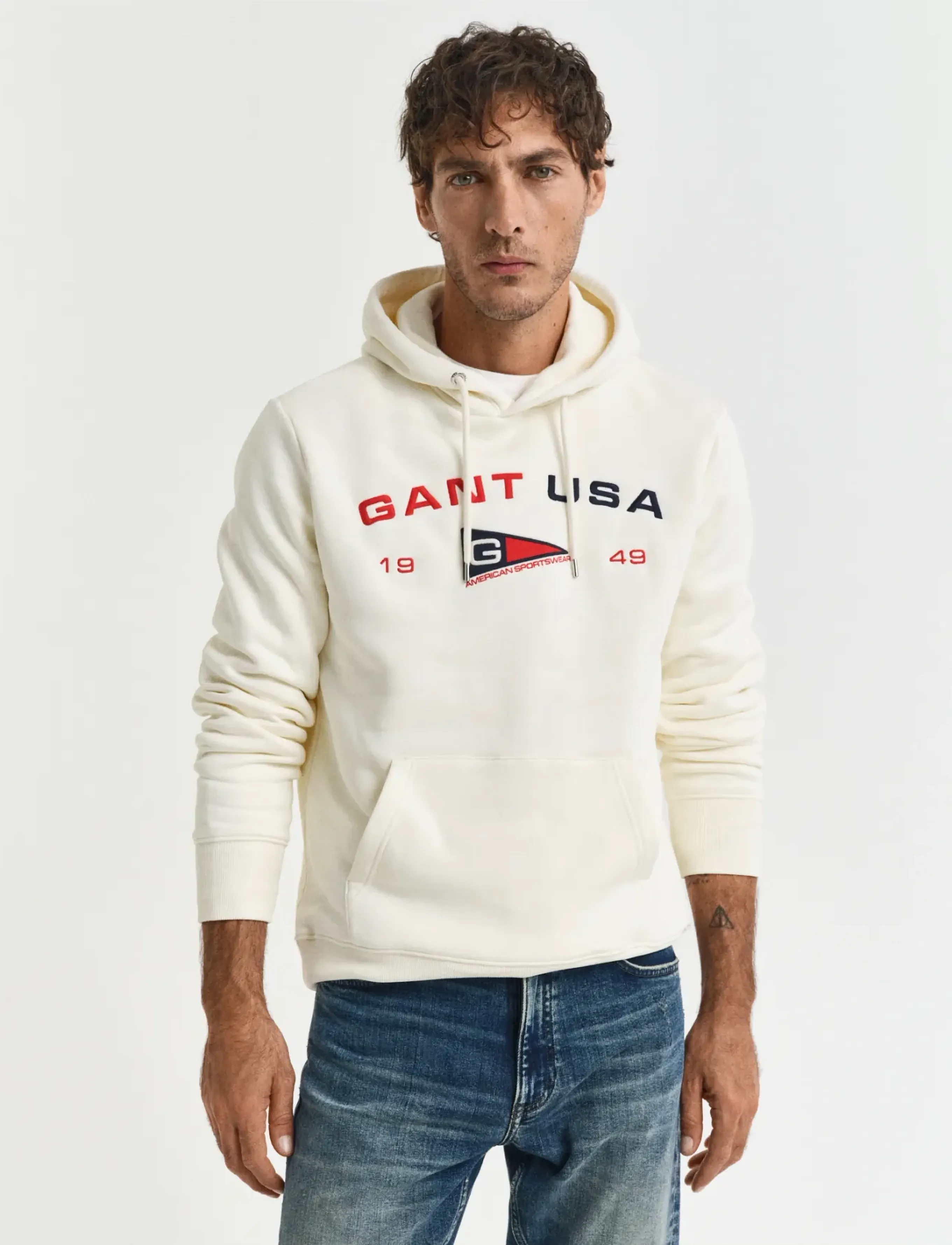 Gant - GRAPHIC SWEAT HOODIE - hættetrøjer - cream - 4