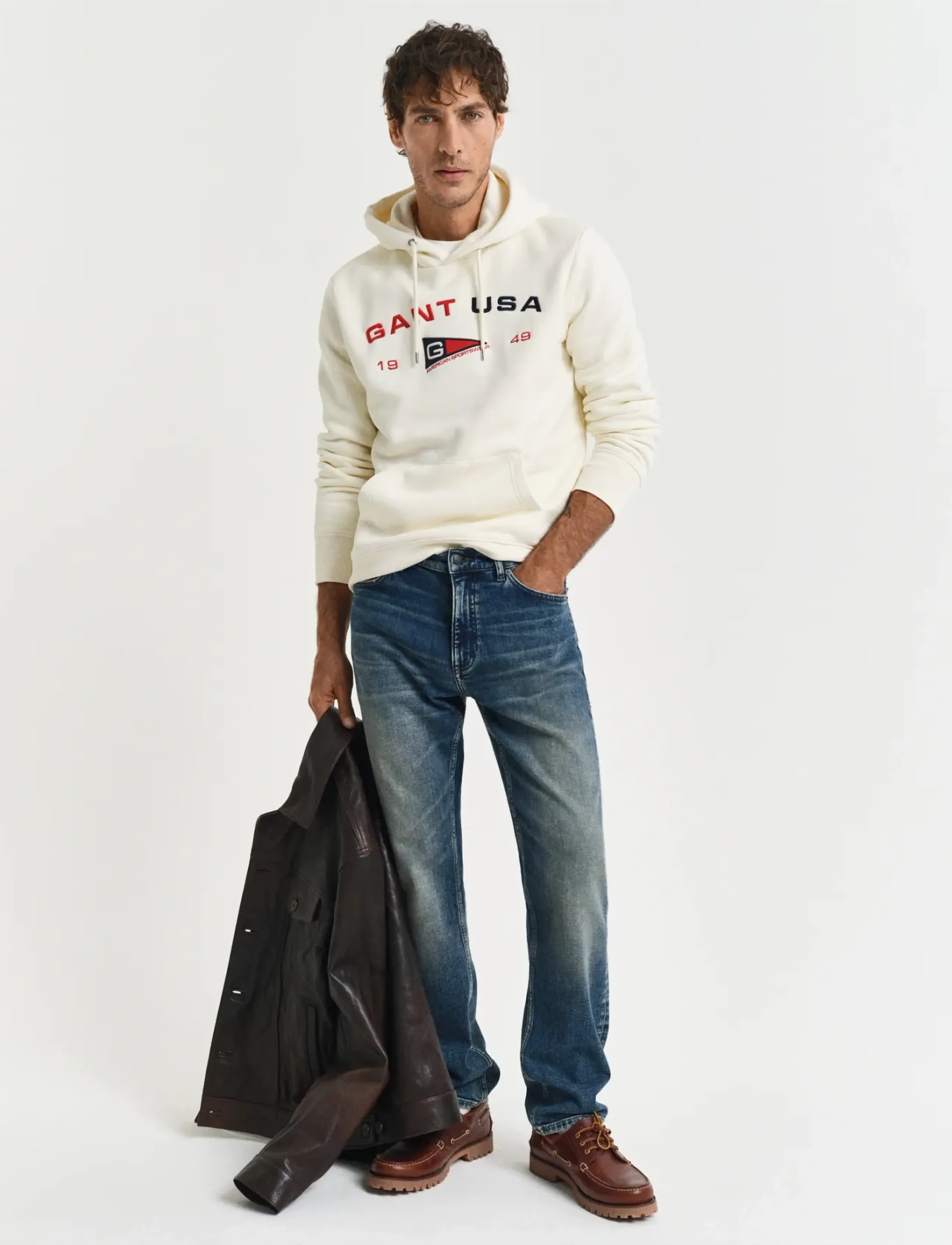 Gant - GRAPHIC SWEAT HOODIE - hættetrøjer - cream - 5