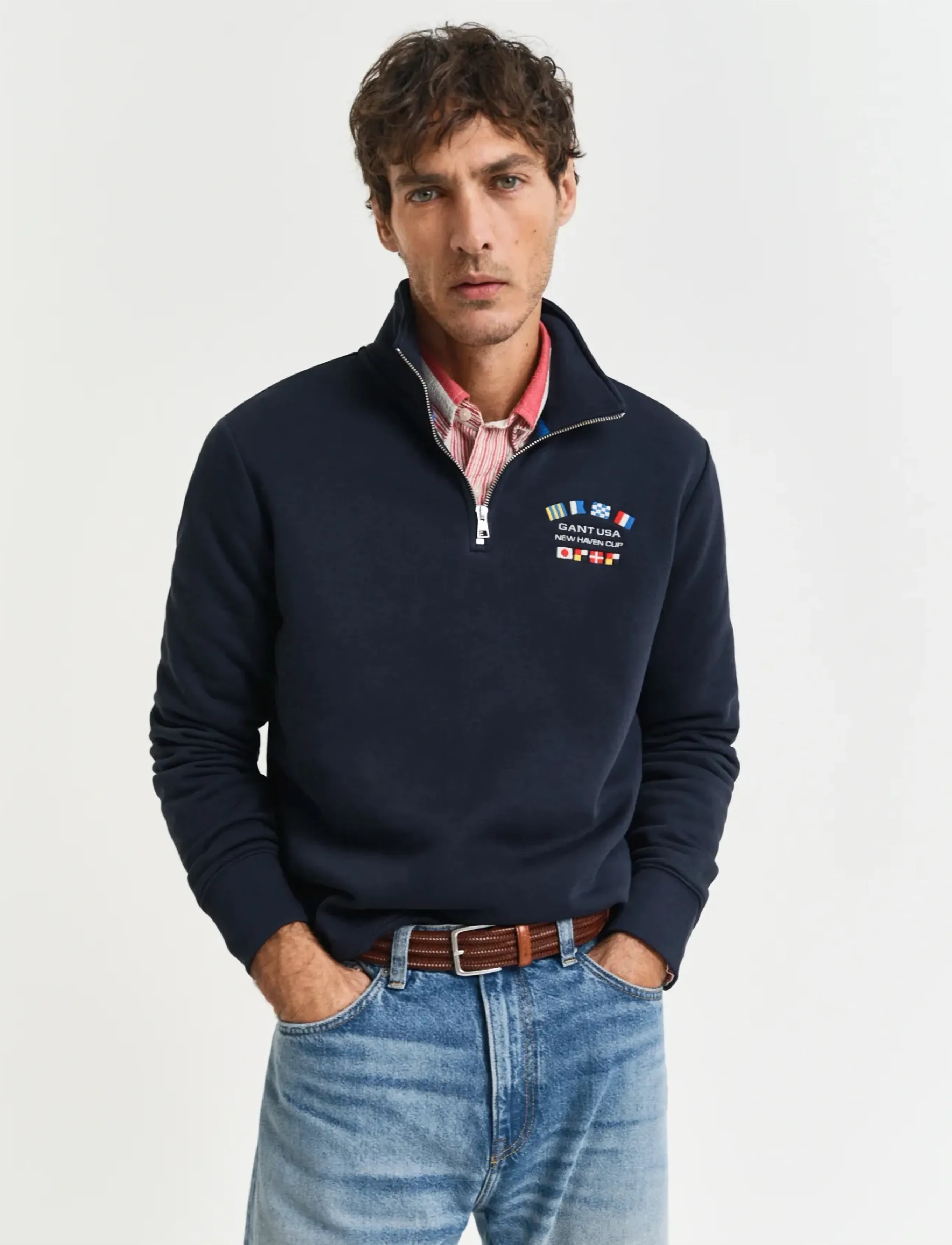 GANT GRAPHIC HALF ZIP - Kläder - EVENING BLUE / navy