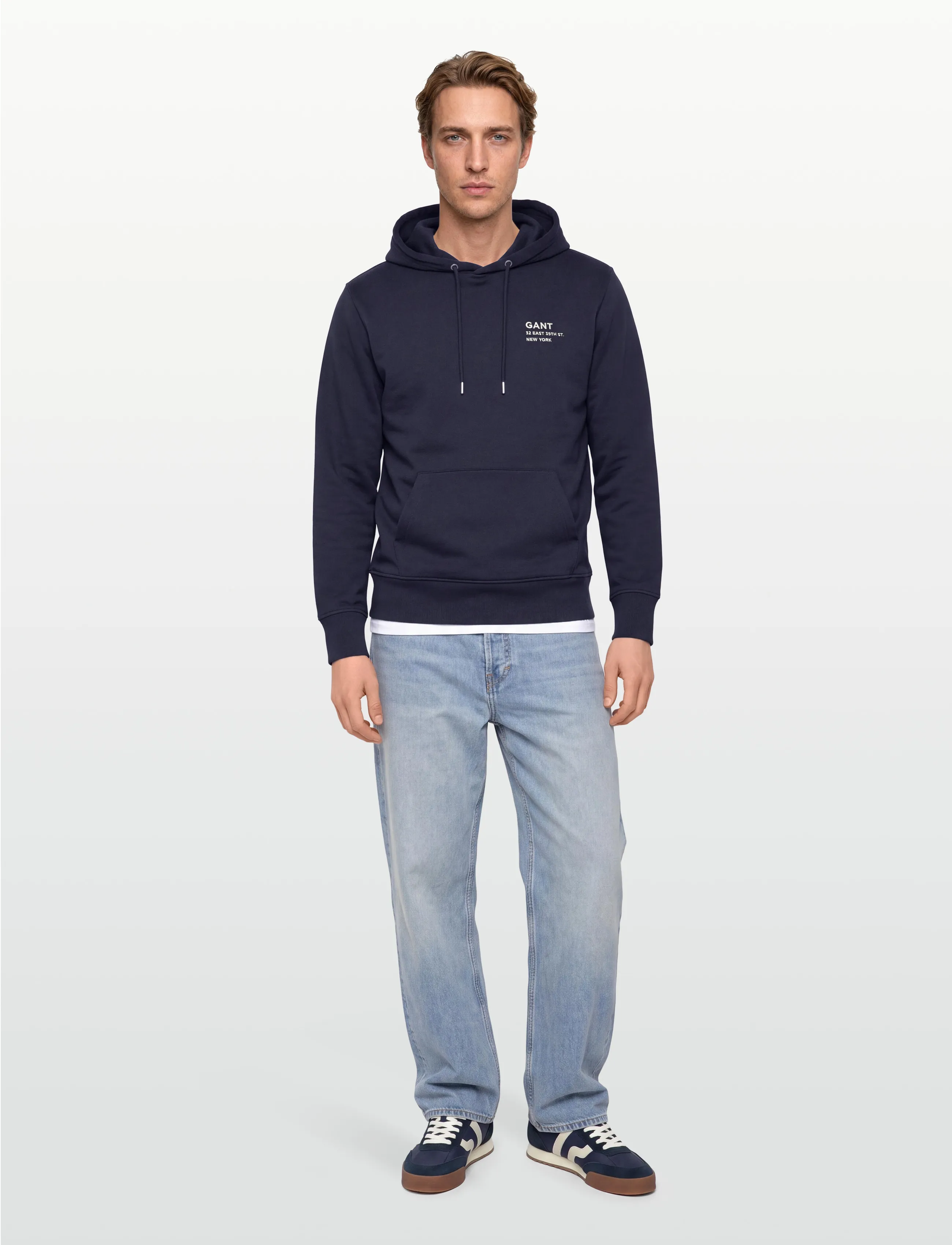 Gant Small Graphic Sweat Hoodie, XL, Navy, Sweatshirts & Hættetrøjer > Hættetrøjer, Herre