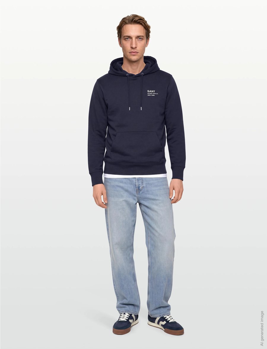Gant - SMALL GRAPHIC SWEAT HOODIE - kapuzenpullover - evening blue - 0