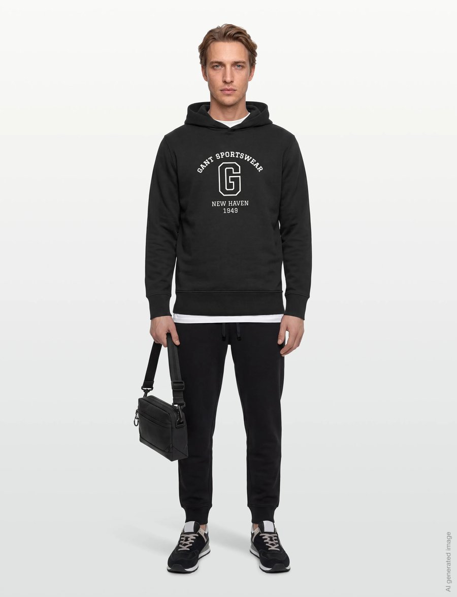 Gant - GRAPHIC SWEAT HOODIE - kapuzenpullover - black - 0