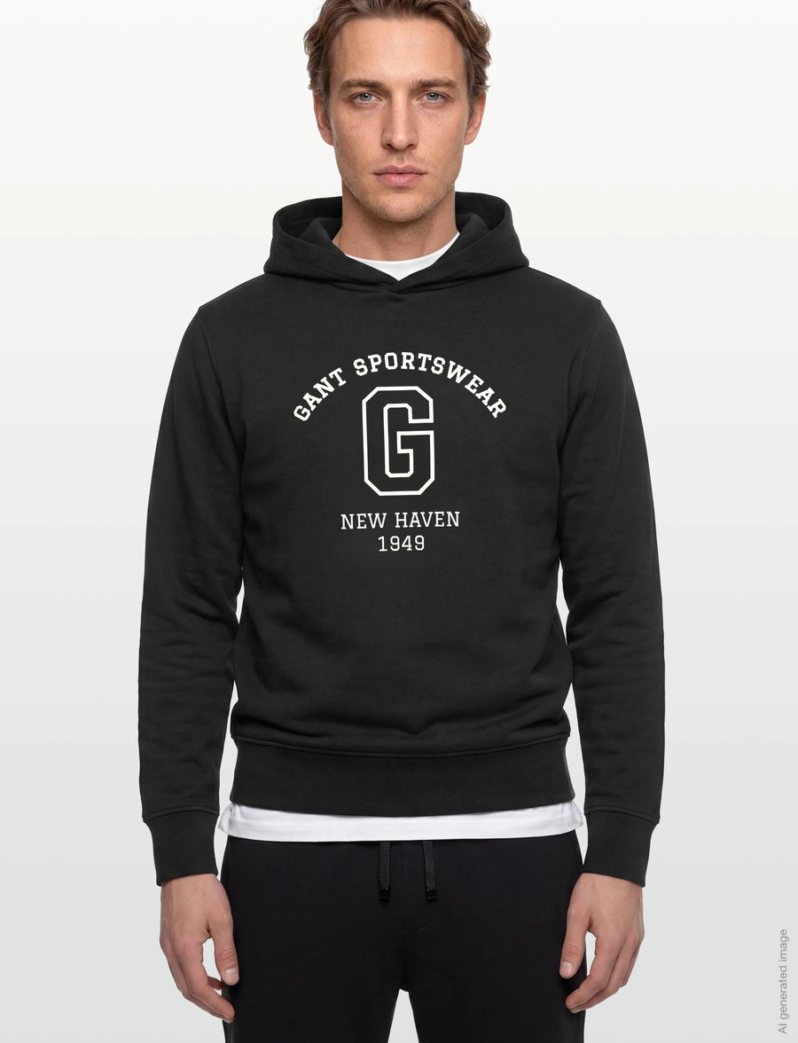 Gant - GRAPHIC SWEAT HOODIE - kapuzenpullover - black - 3