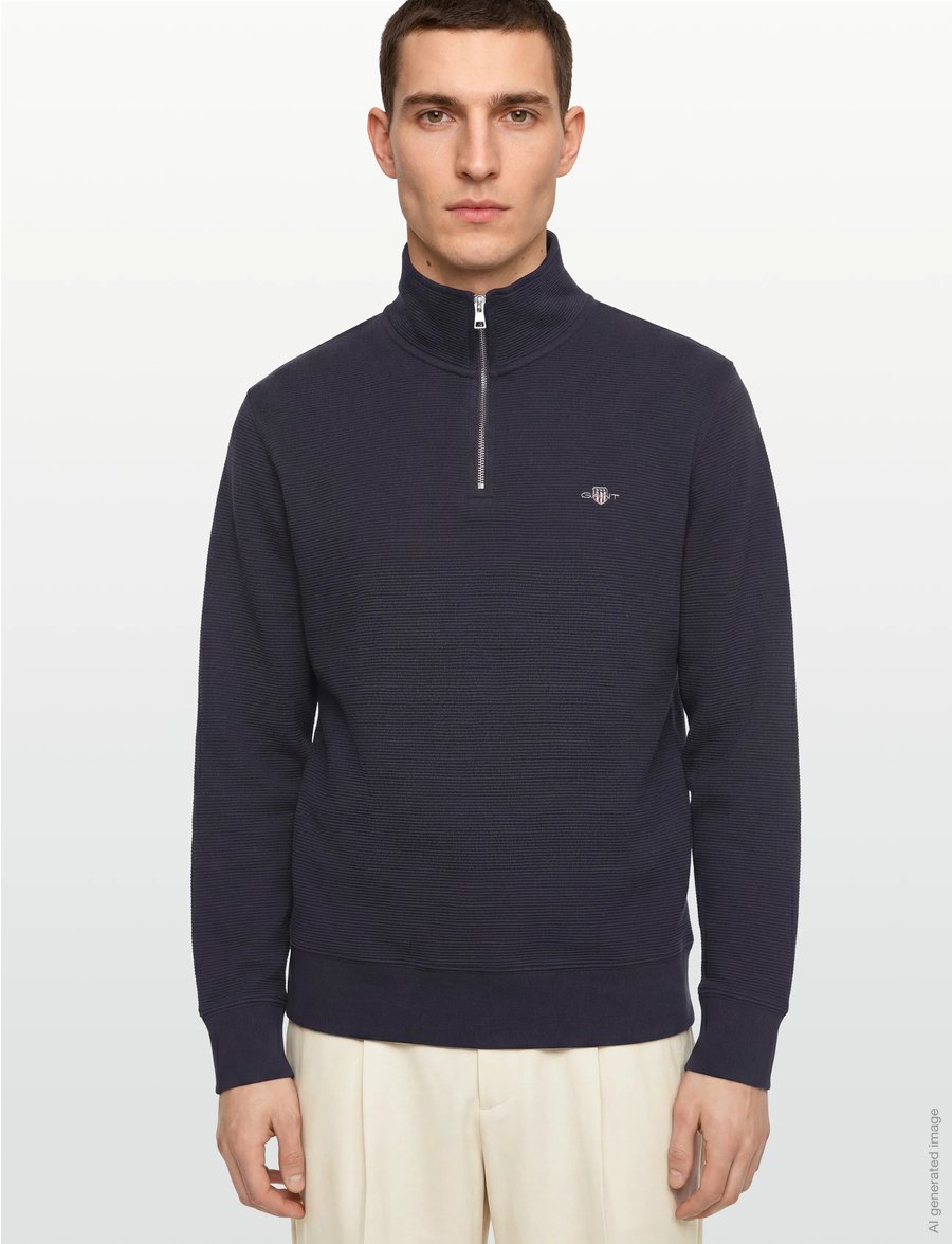 Gant - TEXTURE HALF-ZIP - sweatshirts - evening blue - 3