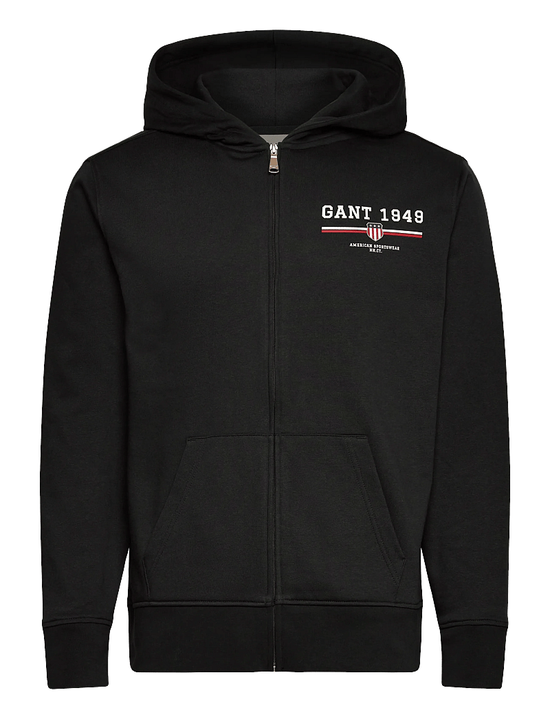 GANT - GRAPHIC FULL ZIP HOODIE - kapuzenpullover - black - 0