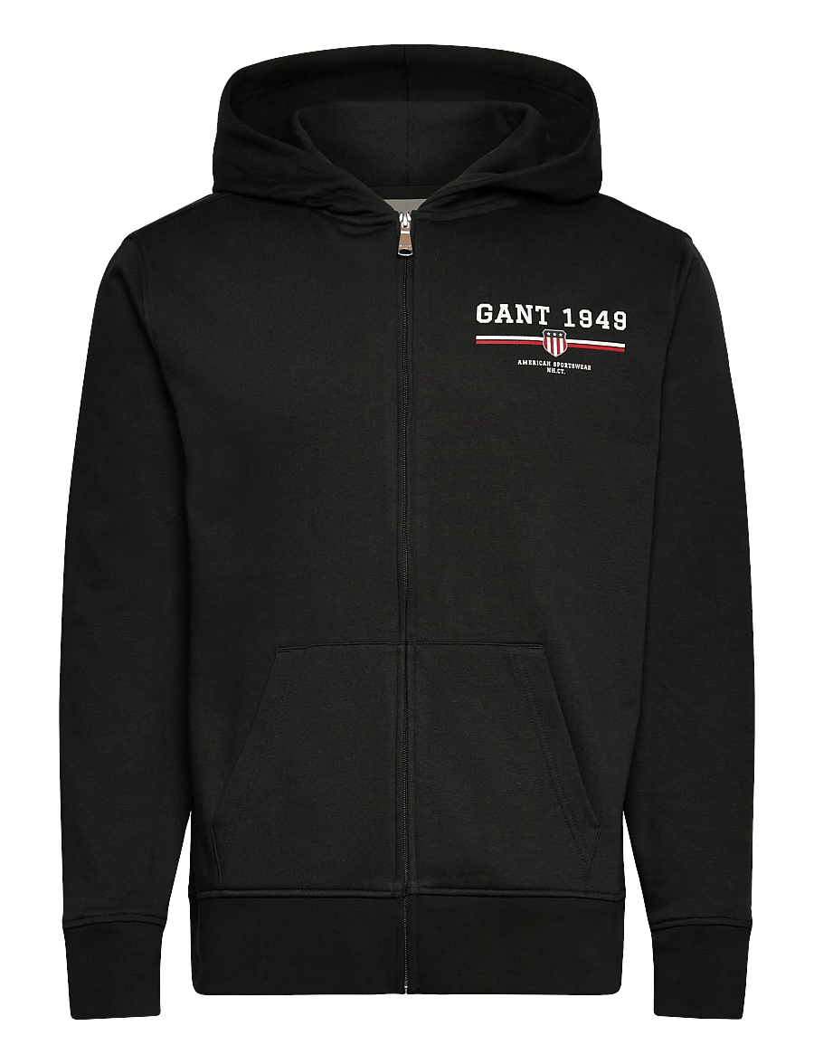 Gant - GRAPHIC FULL ZIP HOODIE - sweats à capuche - black - 0