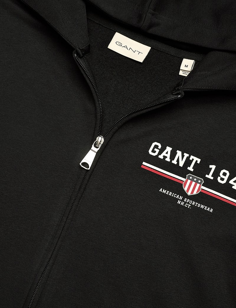 GANT - GRAPHIC FULL ZIP HOODIE - kapuzenpullover - black - 2
