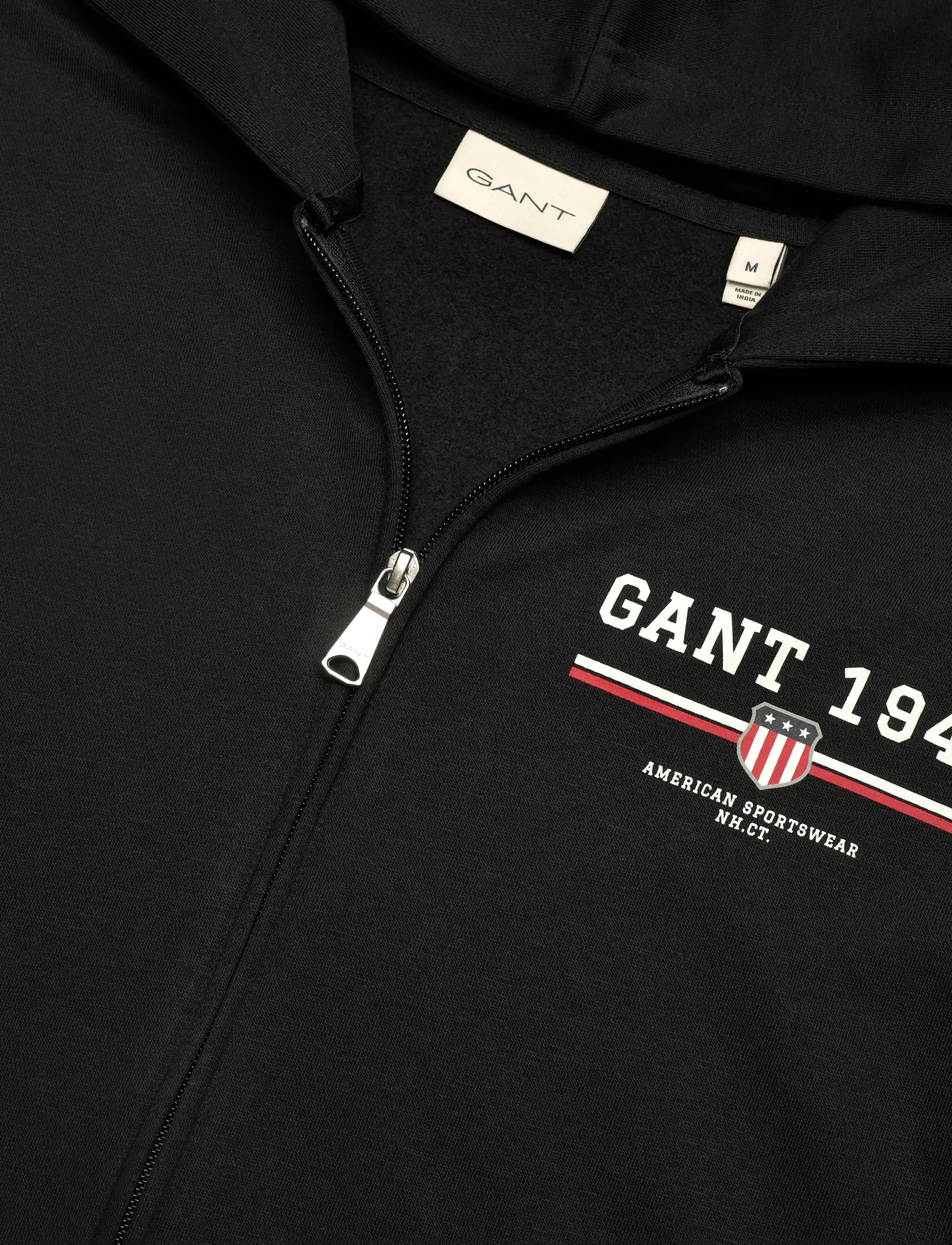 Gant - GRAPHIC FULL ZIP HOODIE - hættetrøjer - black - 2