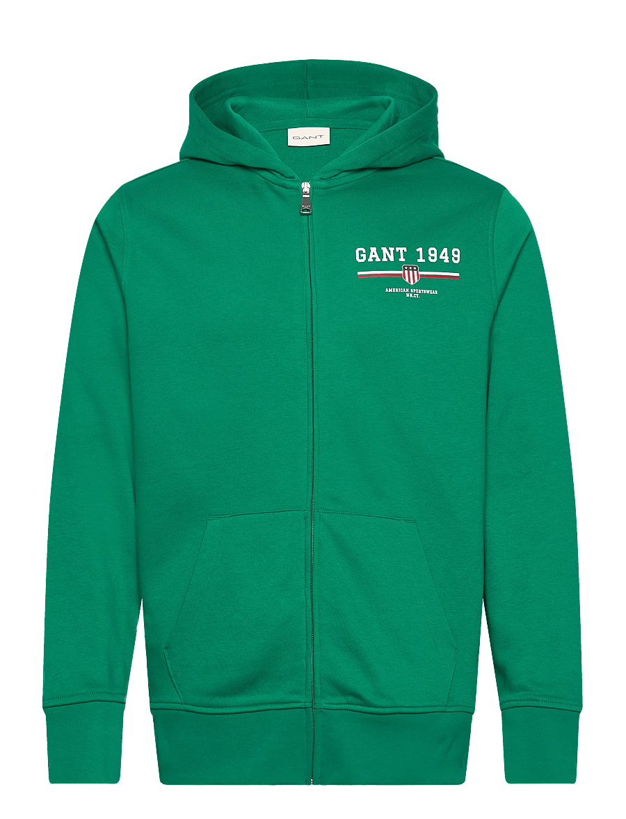 Gant - GRAPHIC FULL ZIP HOODIE - kapuutsiga dressipluusid - deep green - 0