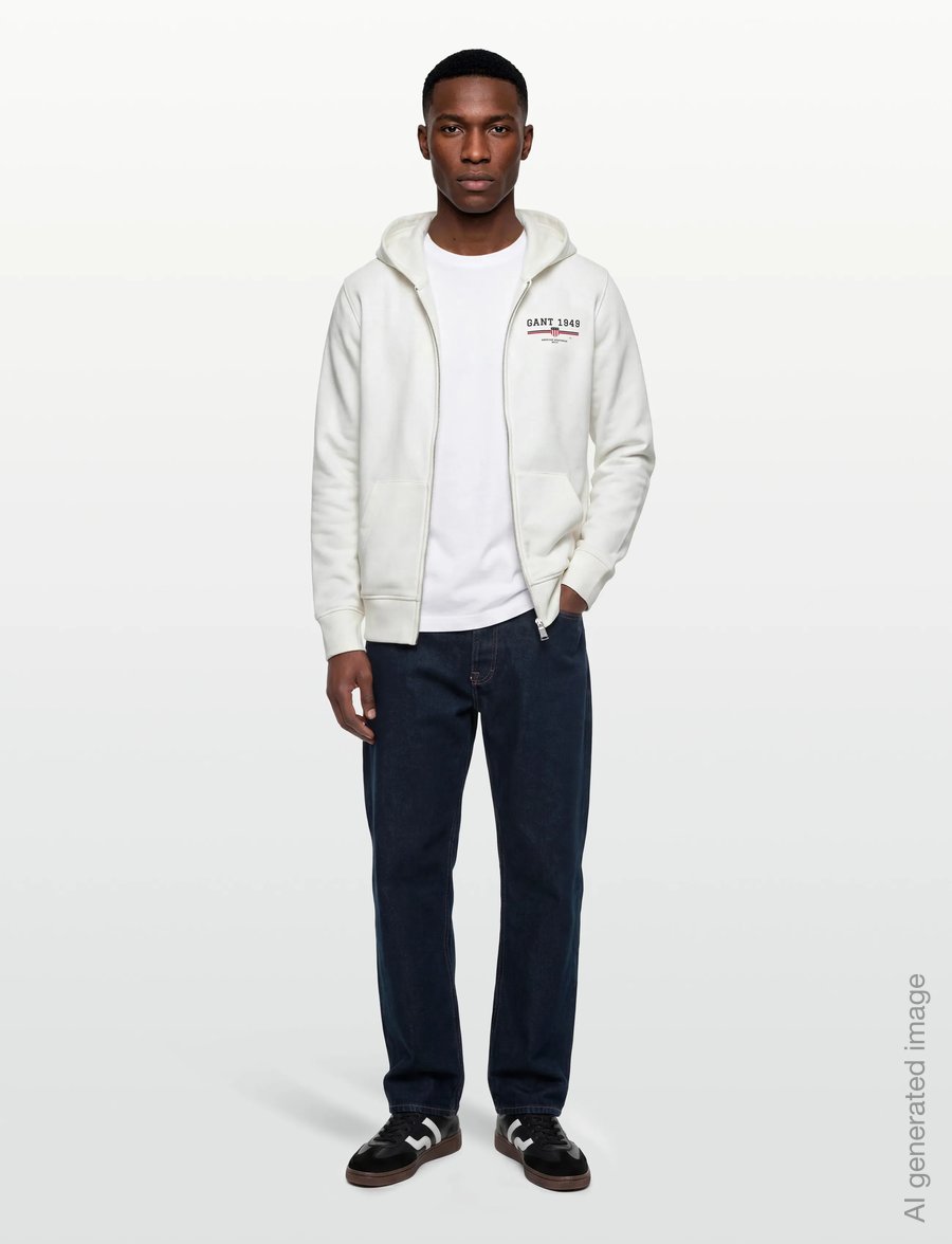 Gant - GRAPHIC FULL ZIP HOODIE - kapuutsiga pusad - eggshell - 0