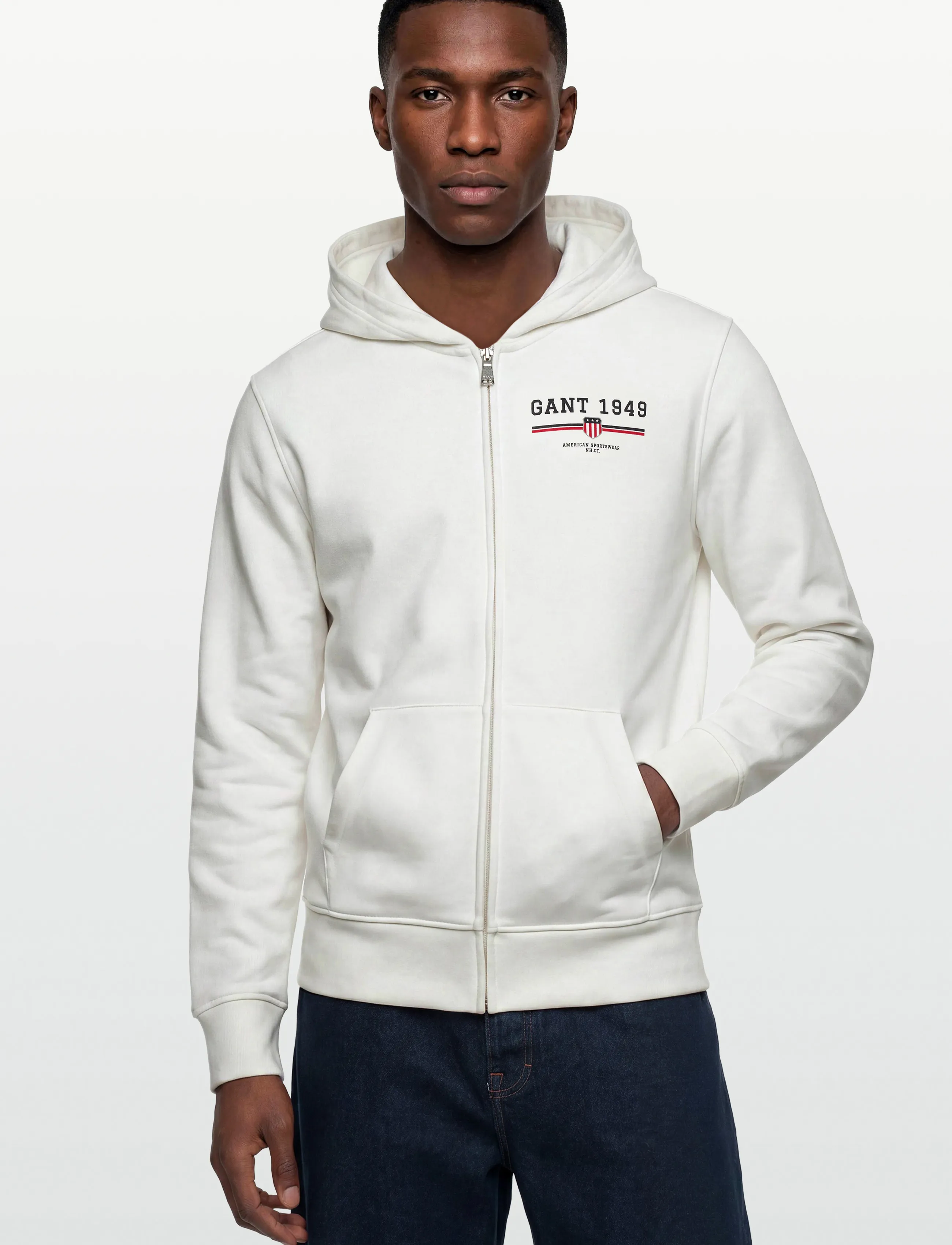 Gant - GRAPHIC FULL ZIP HOODIE - sweatshirts - eggshell - 3