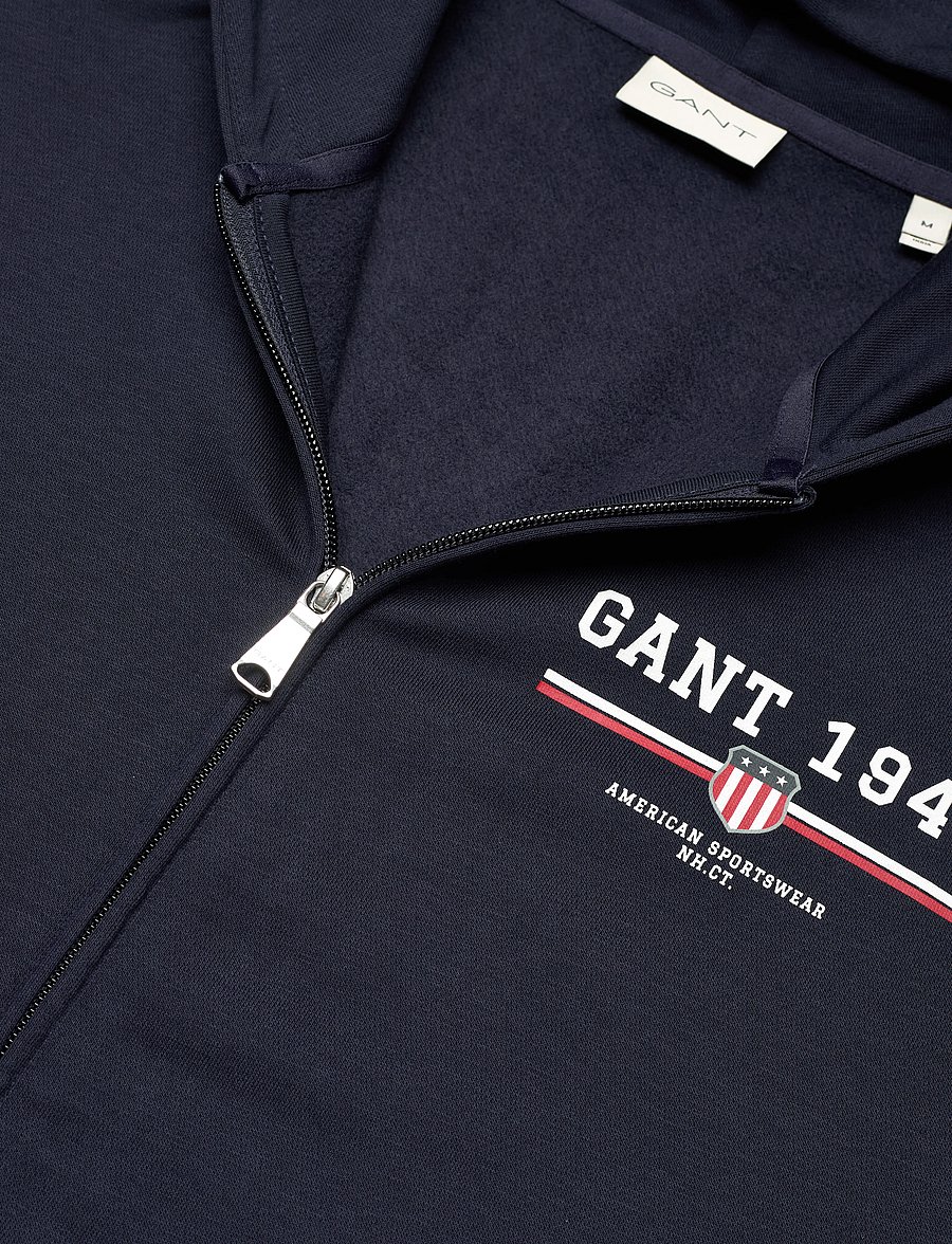 Gant - GRAPHIC FULL ZIP HOODIE - kapuutsiga dressipluusid - evening blue - 2