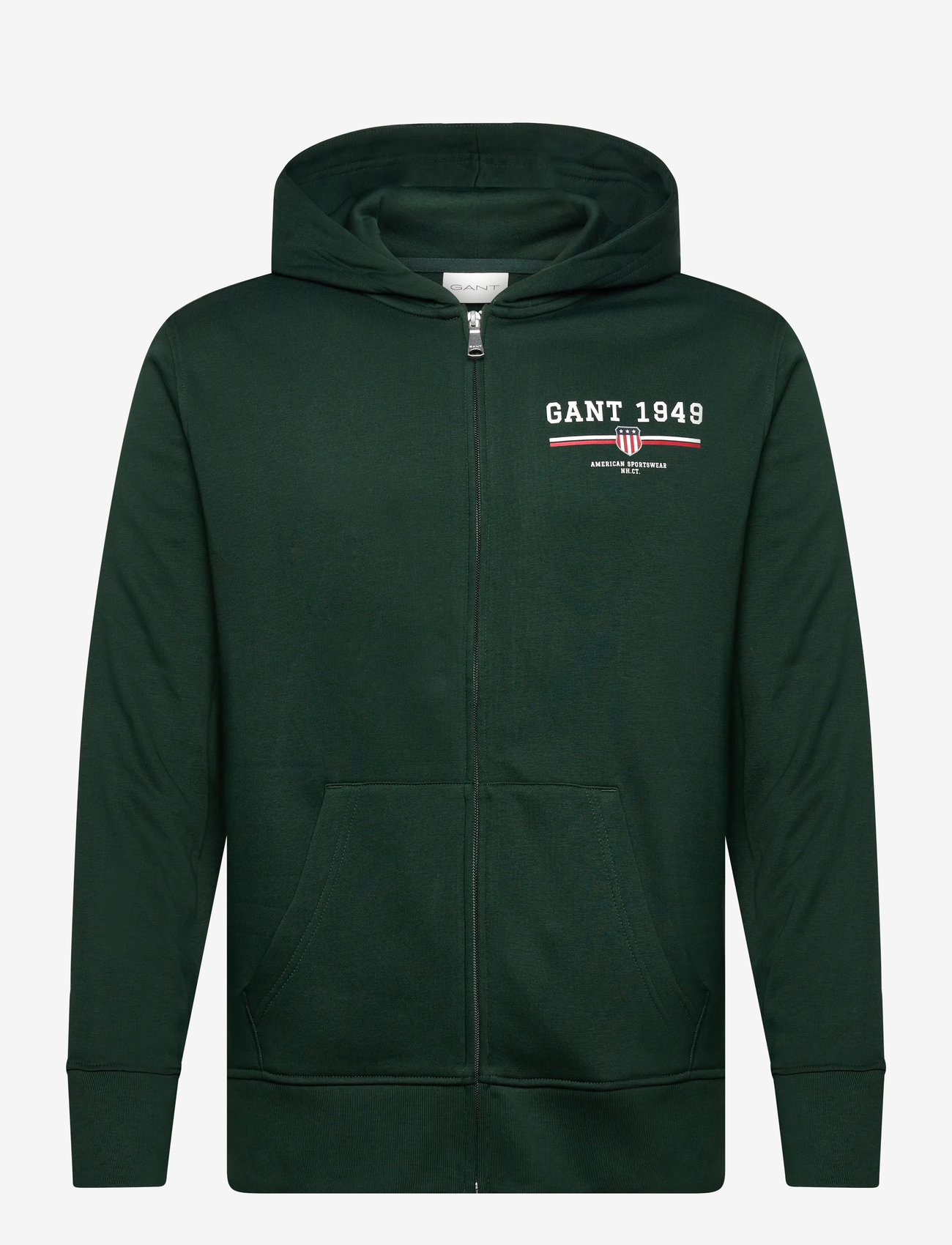 GANT - GRAPHIC FULL ZIP HOODIE - hættetrøjer - tartan green - 0