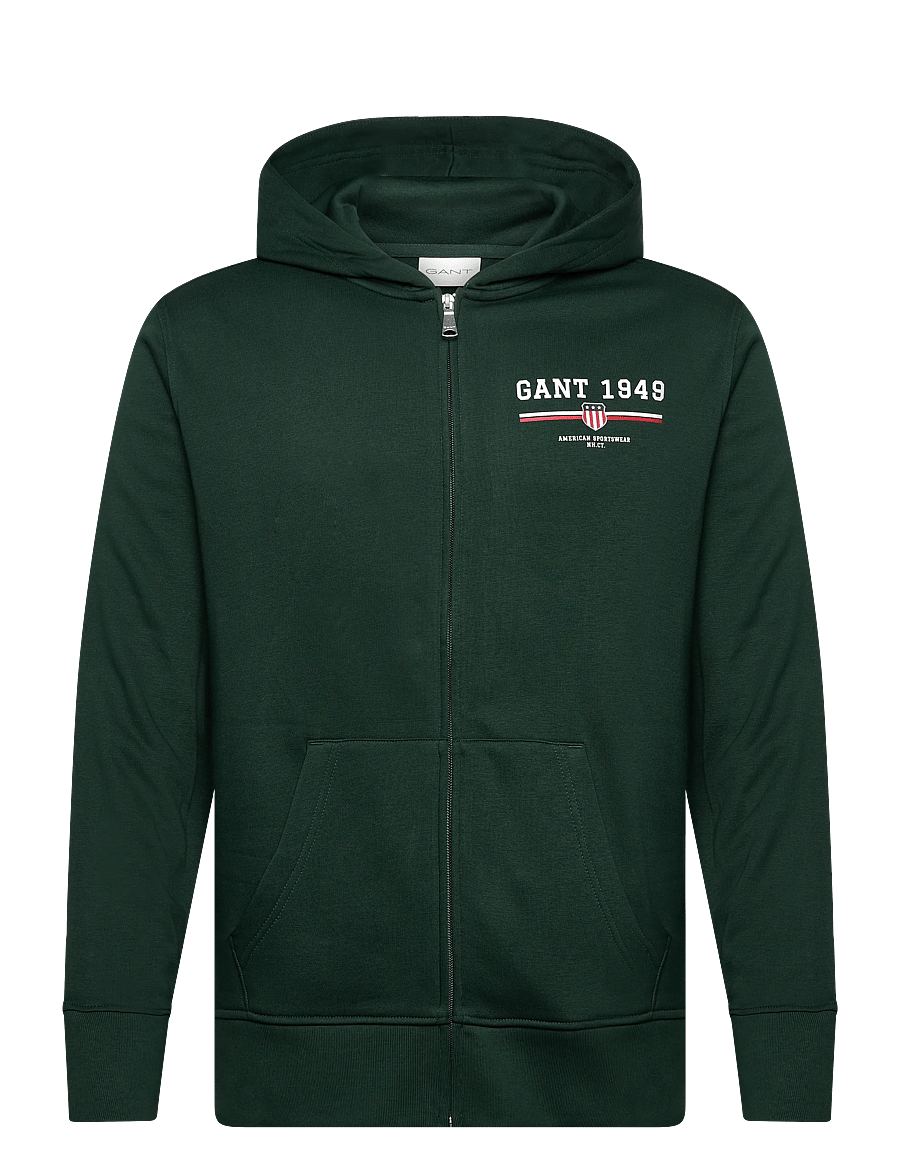 Gant - GRAPHIC FULL ZIP HOODIE - sweats à capuche - tartan green - 0