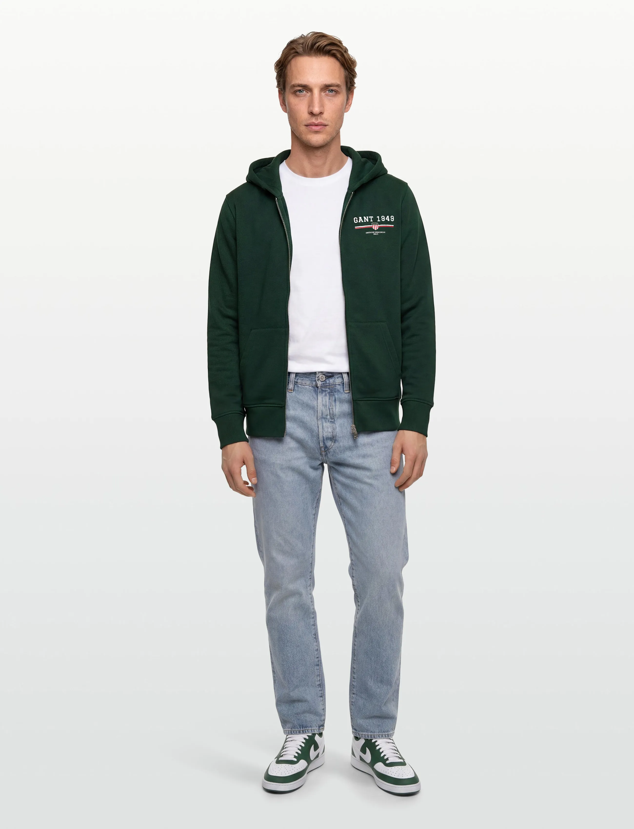 Gant GRAPHIC FULL ZIP HOODIE - Kapuzenpullover - TARTAN GREEN / green