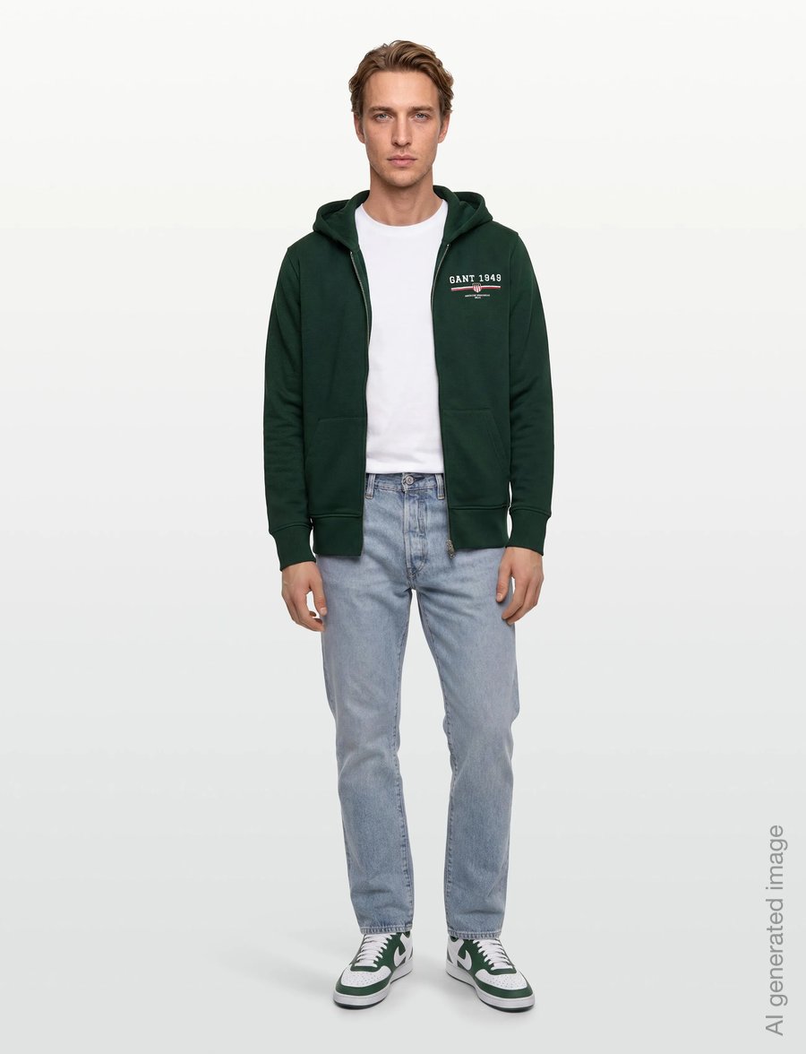 Gant - GRAPHIC FULL ZIP HOODIE - kapuzenpullover - tartan green - 0