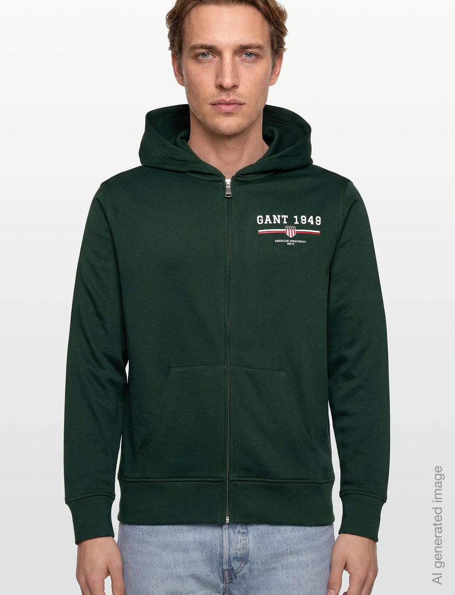 Gant - GRAPHIC FULL ZIP HOODIE - kapuzenpullover - tartan green - 3