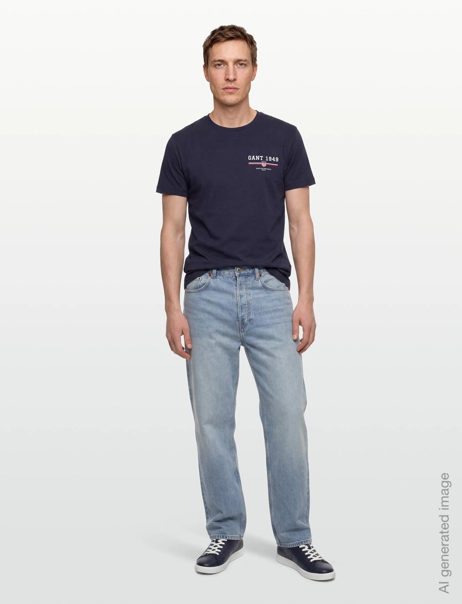 Gant - GRAPHIC SS T-SHIRT - kortærmede t-shirts - evening blue - 0