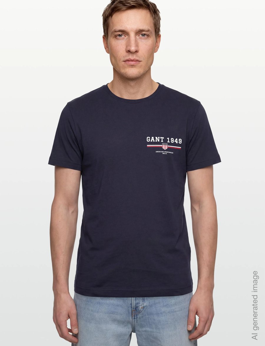Gant - GRAPHIC SS T-SHIRT - kortærmede t-shirts - evening blue - 3