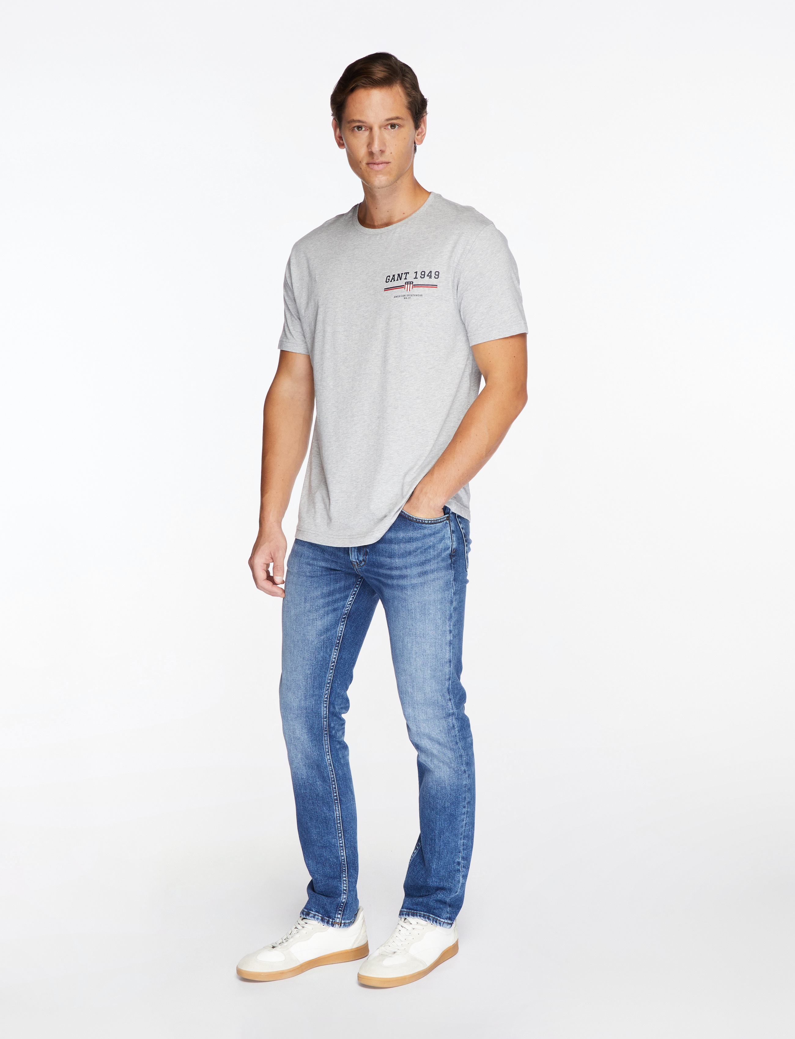 Gant - GRAPHIC SS T-SHIRT - lühikeste varrukatega t-särgid - grey melange - 3