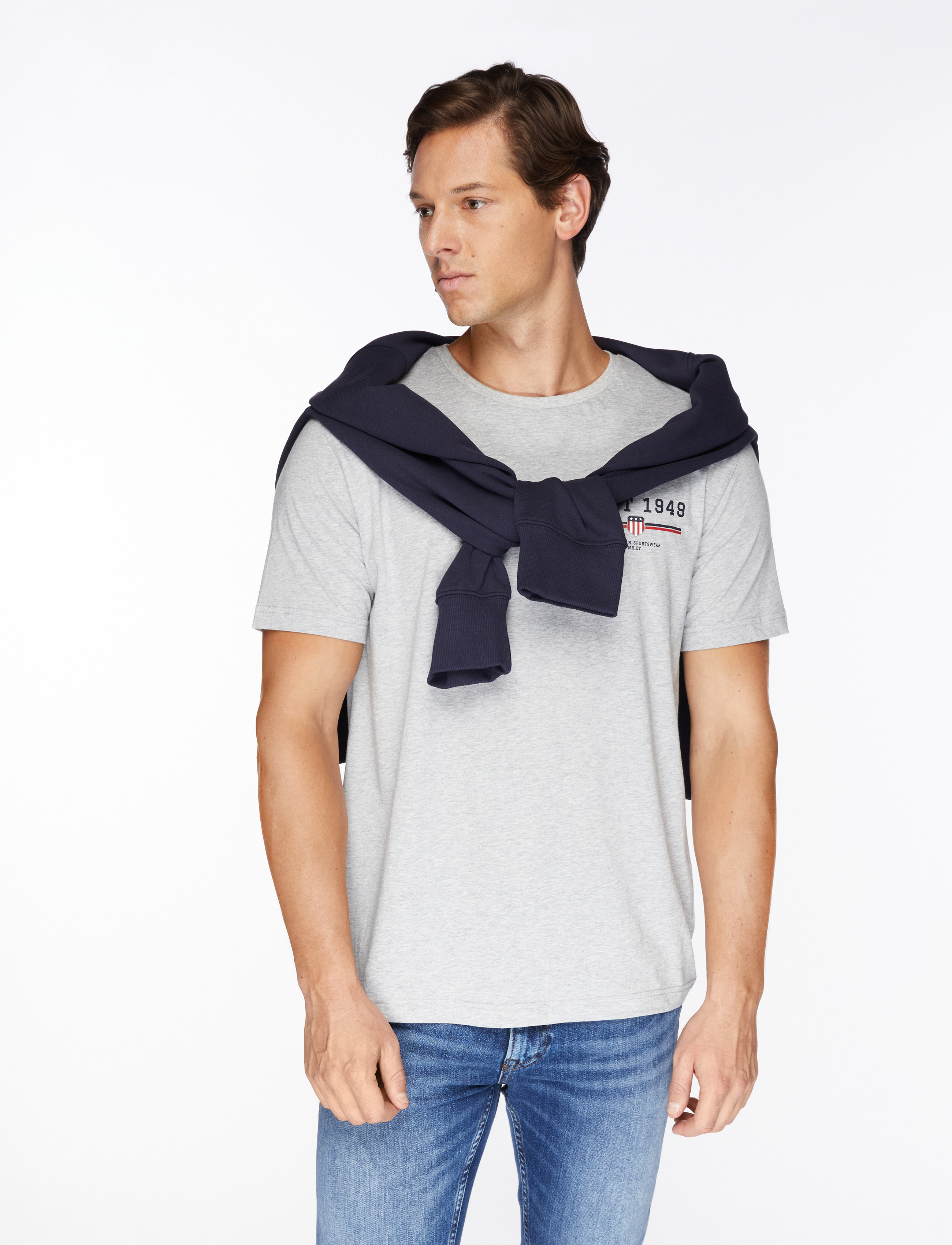 Gant GRAPHIC SS T-SHIRT - Gant - GREY MELANGE / grey