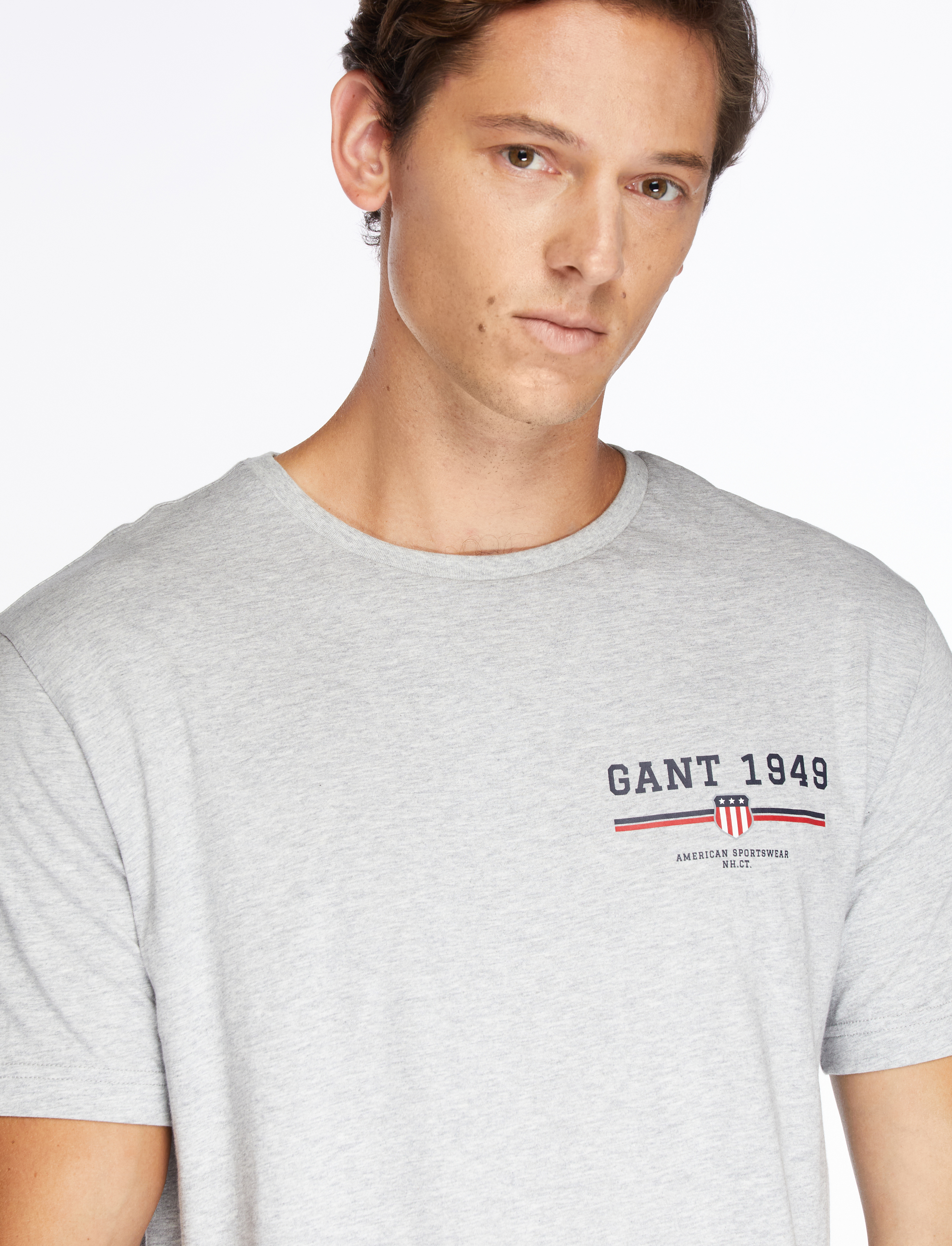 Gant - GRAPHIC SS T-SHIRT - lühikeste varrukatega t-särgid - grey melange - 5