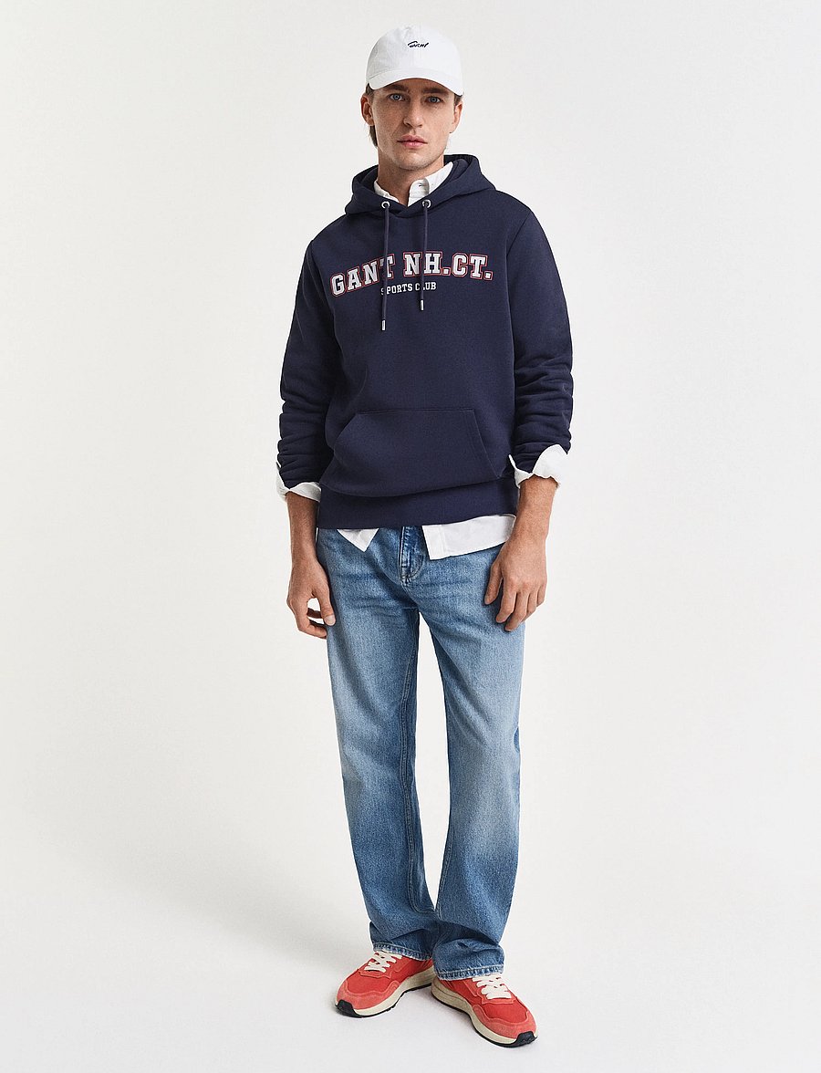 Gant - GRAPHIC SWEAT HOODIE - kapuzenpullover - evening blue - 5