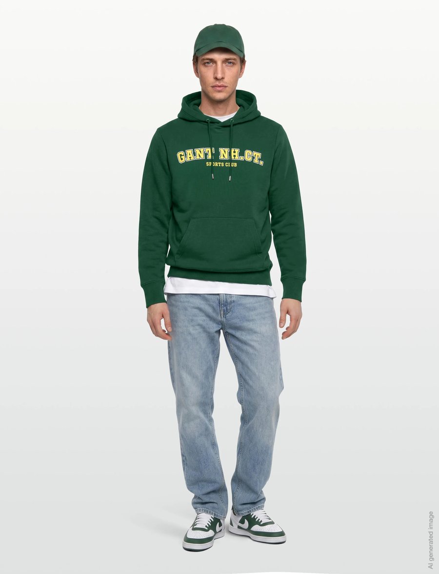 Gant - GRAPHIC SWEAT HOODIE - kapuzenpullover - forest green - 0